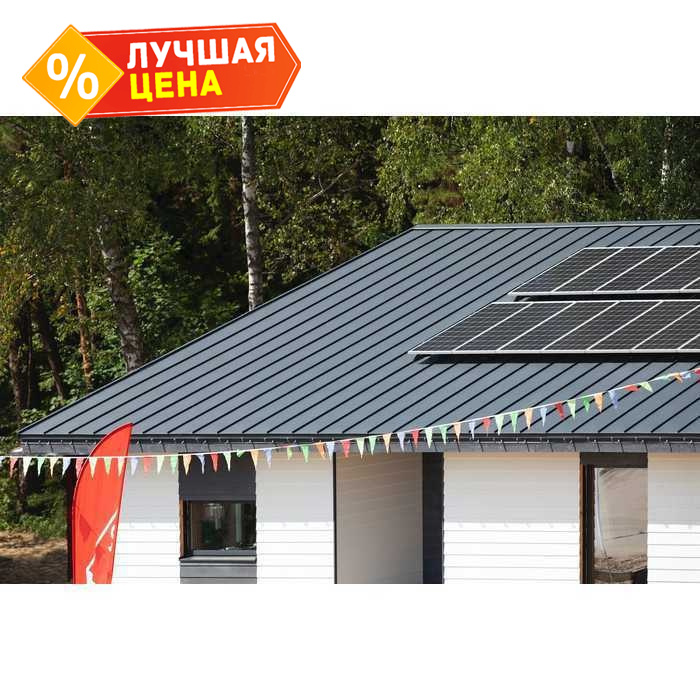 Фальцевая кровля Фальц двойной стоячий Grand Line 0,5 Satin Matt RAL 7016 Антрацитово-Серый